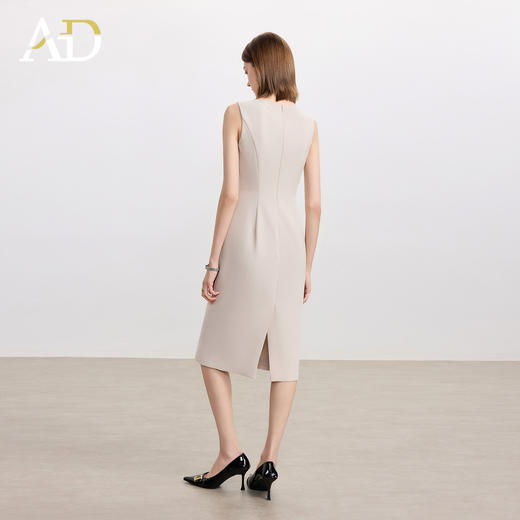 AD米杏色连衣裙女气质内搭西装裙2025秋季职业装中长款通勤无袖裙 商品图4