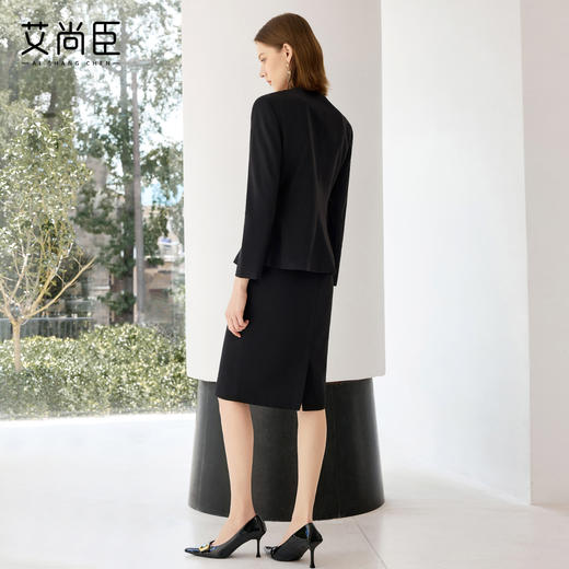艾尚臣黑色西装套裙女秋上班通勤穿搭套装高端职业气质案场工作服 商品图4