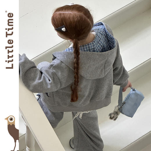 littletime女童套装2025秋新款儿童学院miu系长袖卫衣长裤两件套 商品图3