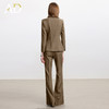 AD卡其色职业套装女秋冬季气质小香风百搭西装阔腿裤高级感正装 商品缩略图4