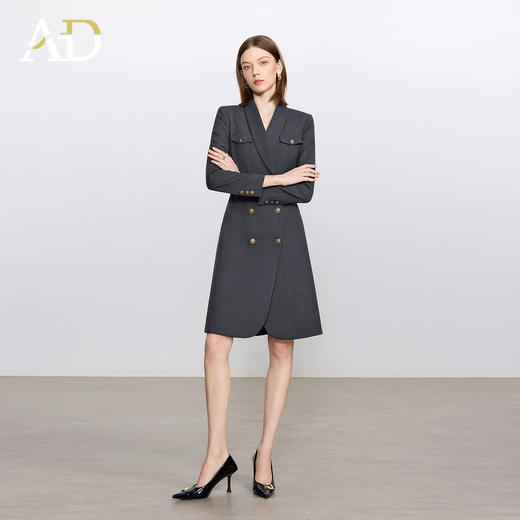 AD灰色羊毛西装连衣裙气质女神范高端职业装西服裙子总裁工作服 商品图1
