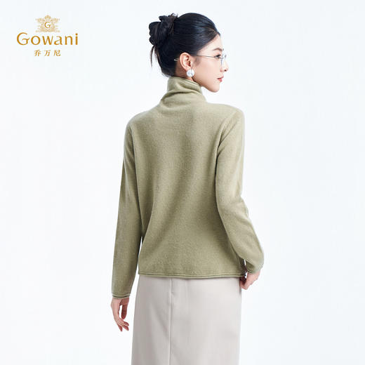 【100%山羊绒】乔万尼2025冬高级感烫钻工艺线百搭高领舒适打底羊绒衫ED4M825 商品图3