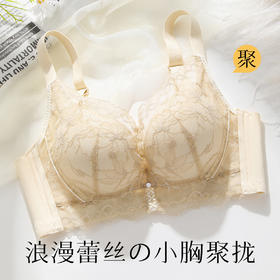 【小胸聚拢A变C】馒头杯内衣聚拢上托不空杯收副乳无钢圈文胸青花梦蝶
