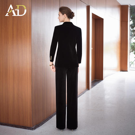 AD高级感气质丝绒西装套装女2025新款秋冬保暖西服外套高腰阔腿裤 商品图4