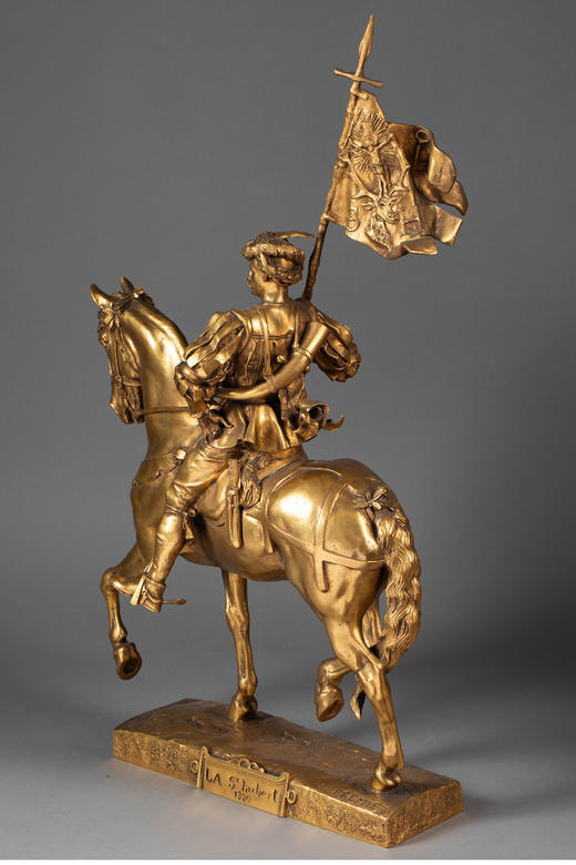 独角鹿西洋古董 19世纪法国雕塑家Emmanuel Frèmiet创作出品「圣人胡贝图斯 St. Hubertus」主题铜鎏金精雕杰作 商品图2