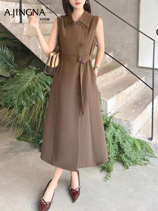 【无袖西装裙】阿菁娜秋季新款大女主无袖西装裙翻领收腰显瘦F30D212002 商品图4