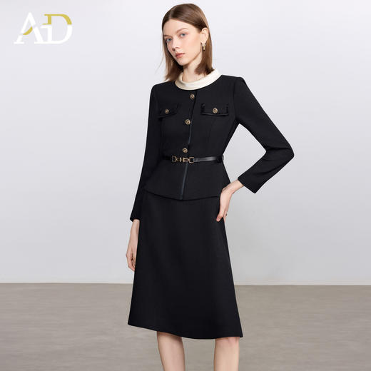 AD秋季千金风女装2025新款乱麻大摆裙法式优雅香槟色醋酸领连衣裙 商品图1