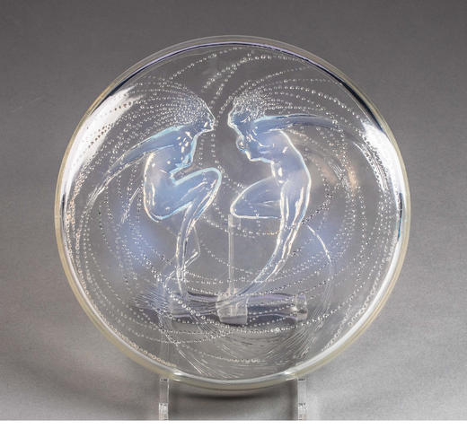 独角鹿西洋古董 1921年法国水晶工坊莱俪LALIQUE设计出品「Sirènes人鱼」主题欧泊水晶珍宝盒 商品图0