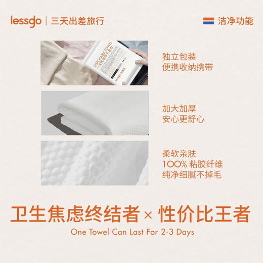 lessgo利事多一次性压缩浴巾干发巾 加大加厚旅行专用 商品图1