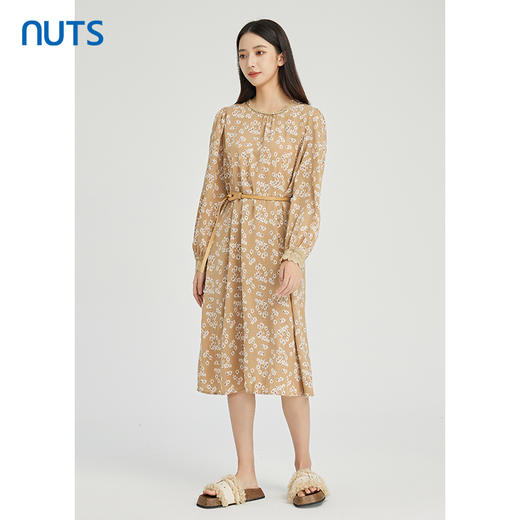 NUTS商场同款设计感气质收腰A字显瘦长袖碎花连衣裙女242103342 商品图2