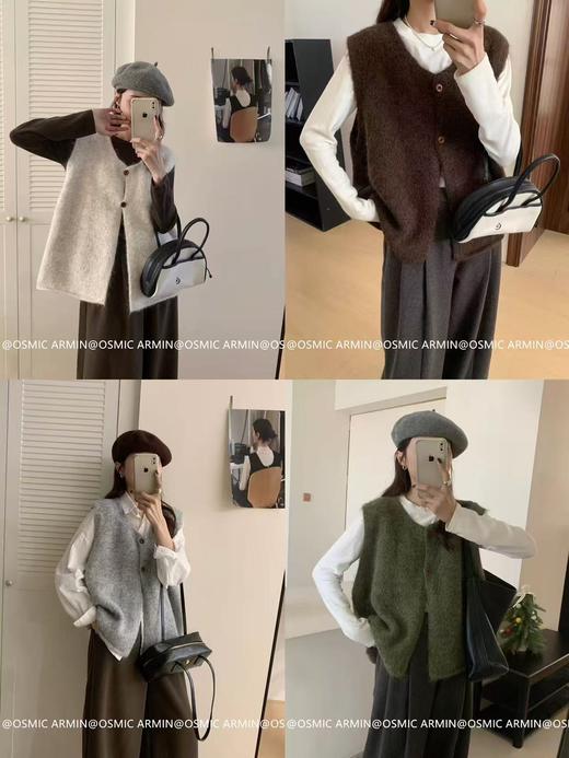 秋冬必备 韩系穿搭天花板【OSMIC ARMIN韩系百搭慵懒风毛衣马甲】简约百搭软糯慵懒风毛衣马甲女2025秋冬新款宽松叠穿针织背心 商品图3