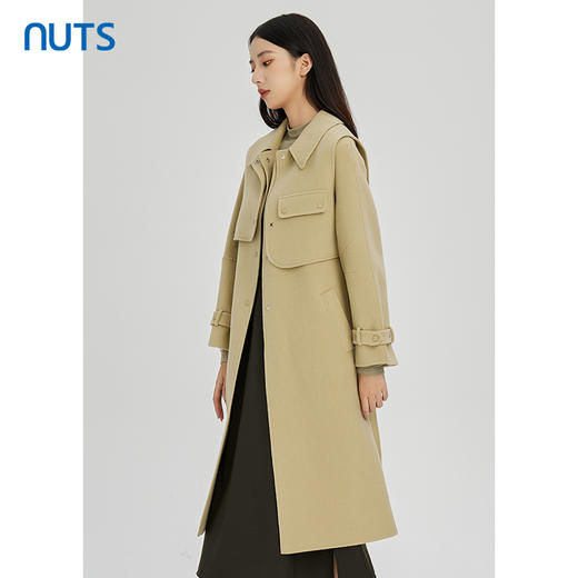NUTS商场同款秋冬季高级感气质长款宽松双面毛呢外套女241156184B 商品图3
