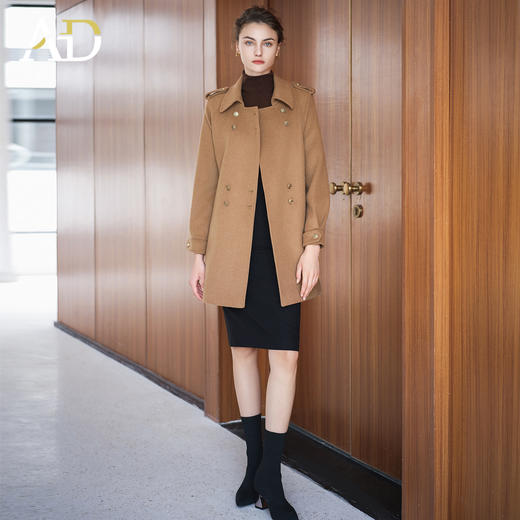 AD高端双面羊毛大衣女2025新款秋冬高级感气质名媛毛呢外套中长款 商品图1