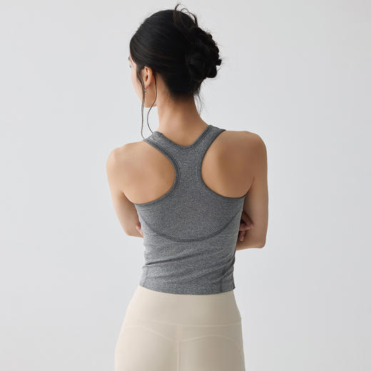 跃牌【美西西系列】新款带胸垫运动背心女高弹力工字背一体式瑜伽背心BX-275 商品图0