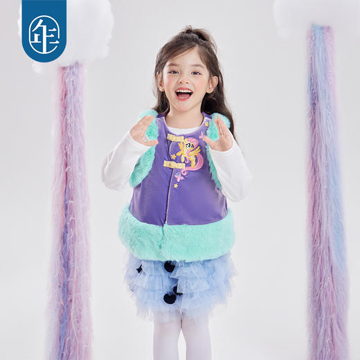 小马宝莉联名年衣马甲秋冬新款女童卡通中式拼接小马宝莉拼接马甲 商品图2