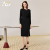 AD黑色气质连衣裙女2025新款秋冬中长款职业工作服开叉西装裙中长 商品缩略图2