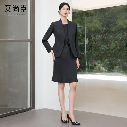 艾尚臣2025新款黑色高级感西服套装时尚气质职业装正式场合两件套 商品图3