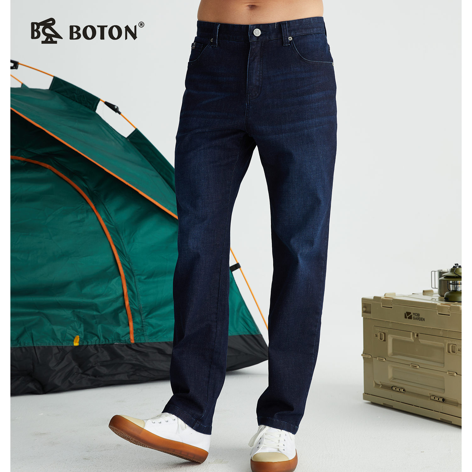【冬暖夏凉弹力】波顿男士春夏季合身直筒透气百搭 牛仔长裤ME795322