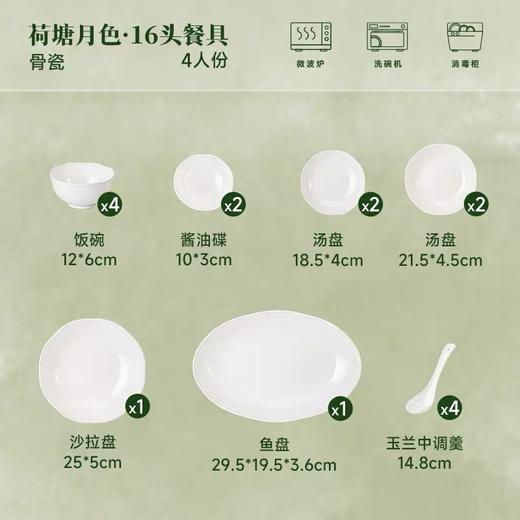 【6F】玛戈隆特荷塘月色骨瓷餐具浮雕餐具中国风面碗白瓷餐具骨瓷碗盘子32头 商品图4