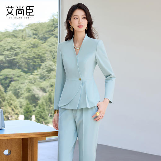 艾尚臣2025新款碧泉绿西装气质优雅高端主持人正式场合正装工作服 商品图1