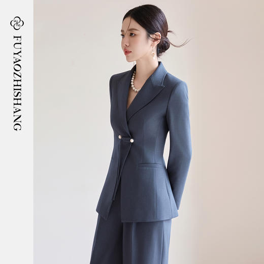 FUYAO扶摇 复古国风西装套装女2025新款新中式盘扣气质西服两件套 商品图1