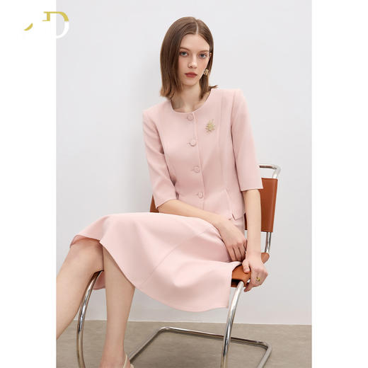 AD高级感醋酸西装两件套2025新款粉色职业装气质女神范伞裙套装 商品图0