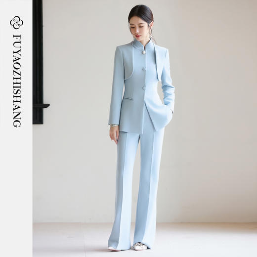 FUYAO扶摇 假两件西装外套女新中式国风改良西服套装高级感正装秋 商品图1