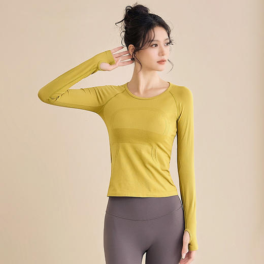 跃牌【美西西系列】瑜伽服女修身速干透气健身跑步长袖运动T恤CX-6281 商品图0