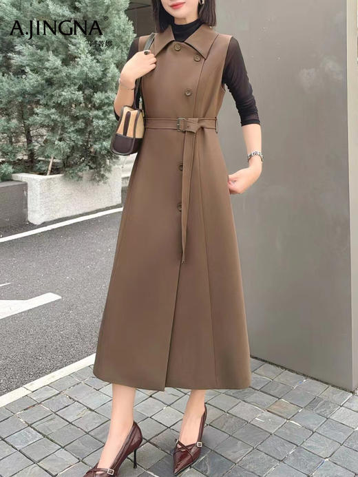 【无袖西装裙】阿菁娜秋季新款大女主无袖西装裙翻领收腰显瘦F30D212002 商品图2