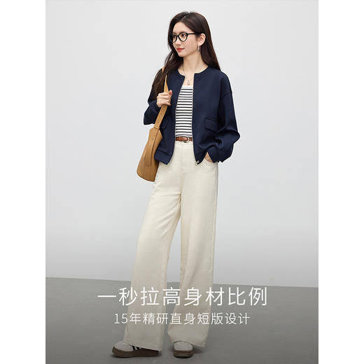 【专属特价】熙世界复古高级感棒球服短外套女2025年新款秋季小香风工装拉链开衫夹克 商品图3