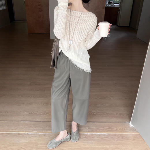 KA753/KA783GRACETINAHOO秋新法式简约大气慵懒九分气球时髦感阔腿休闲皮裤 商品图3