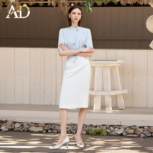 AD高端衬衫套装女2025新款气质女神范上衣包臀半裙两件套裙工作服 商品图1