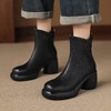 【预售5天】头层牛皮厚底马丁靴女真皮粗跟瘦瘦靴新款秋冬季高跟百搭短靴NWS1&A9641 商品缩略图3