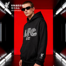 【官方正版】利物浦俱乐部 | 涂鸦黑色帽衫秋冬款连帽卫衣