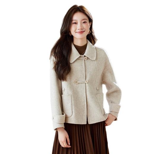 双面羊毛短款外套翻领时尚，百搭小个子显瘦毛呢大衣HR-QIXFS25-5116 商品图4