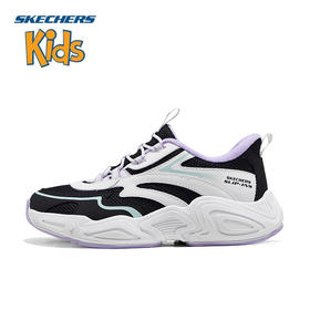 Skechers斯凯奇山川闪穿鞋儿童一脚蹬透气运动鞋319426L-BKW