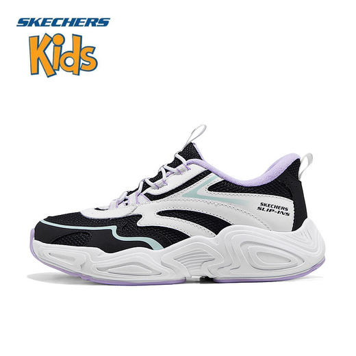 Skechers斯凯奇山川闪穿鞋儿童一脚蹬透气运动鞋319426L-BKW 商品图0