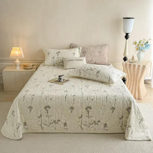 秋冬绒类高端绗缝床盖三件套 商品图0