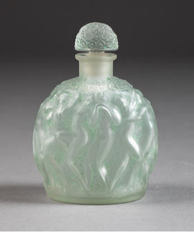 独角鹿西洋古董 1930年代法国水晶工坊莱俪LALIQUE为Molinard香水设计出品「Calendal」款浅绿色香水瓶