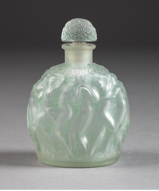 独角鹿西洋古董 1930年代法国水晶工坊莱俪LALIQUE为Molinard香水设计出品「Calendal」款浅绿色香水瓶 商品图0