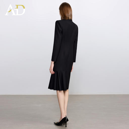 AD简单大方连衣裙女高端天丝羊毛长袖西装裙子2025新款黑色职业装 商品图4