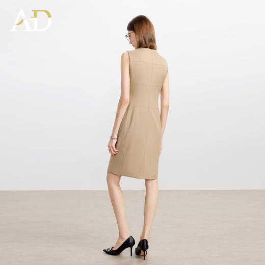 AD卡其色修身连衣裙女高端羊毛西装裙中长款秋冬内搭职业装 商品图4