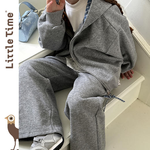 littletime女童套装2025秋新款儿童学院miu系长袖卫衣长裤两件套 商品图2