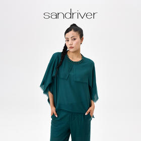 羊绒圆领斗篷式女上衣  SJF97W342N