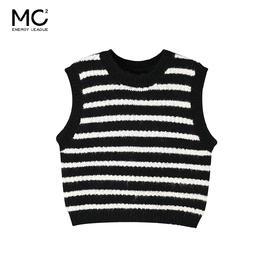 女装圆领粗针条纹韩系毛衣背心-27B5241012