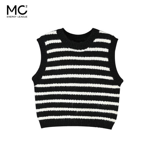女装圆领粗针条纹韩系毛衣背心-27B5241012 商品图0