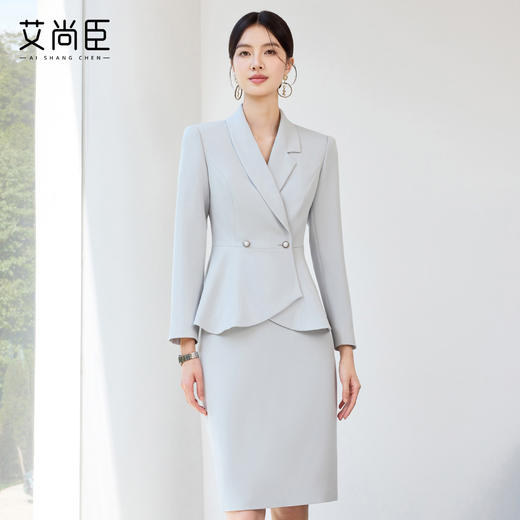 艾尚臣2025新款素彩灰小香风西装套装气质优雅百搭美容院医美正装 商品图0