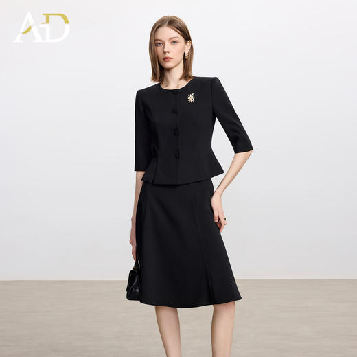 AD极简风黑色醋酸西装套装女高端职业装伞裙两件套2025新款正装 商品图3