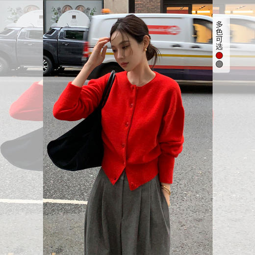 西遇毛衣慵懒高级感女秋季新款韩系圆领长袖针织开衫外套SS051655 商品图0