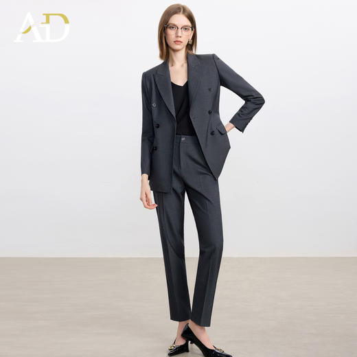 AD羊毛灰色西装套装女2025新款高级感职业装正装西服裤子两件套 商品图1